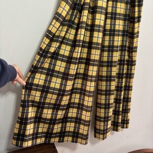Cher Clueless Plaid Wide Leg High Rise Pants Womens Small Yellow Black Retro Y2K